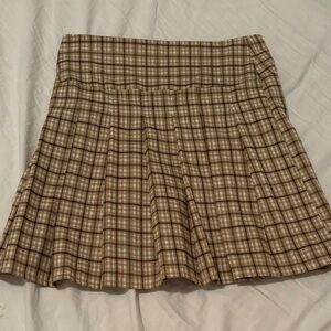 SHEIN Brown Plaid Skater Skirt